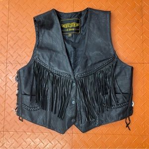 Unik Ultra fringe genuine leather biker vest